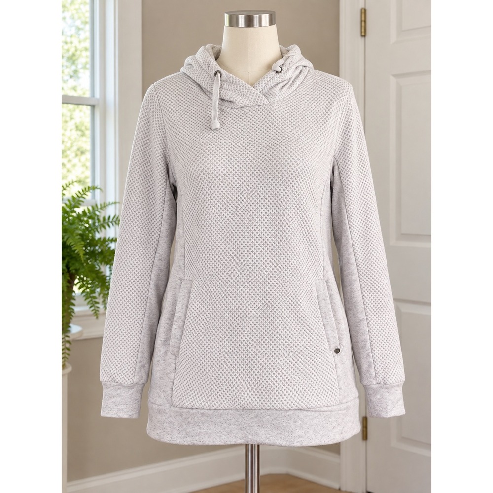 Volcom Womens Cream Waffle Knit Sherpa Lined Pullover Hoodie B3111882 Size M